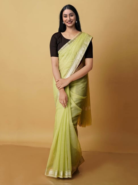Light Green Color Banarasi Silk Base Silk Weave Work Saree