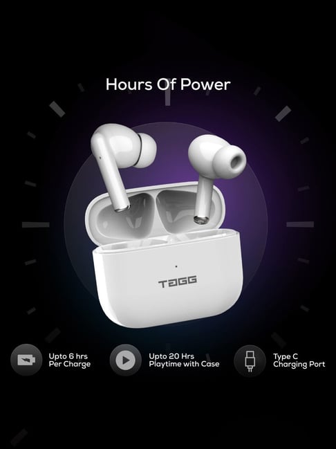 Tagg Liberty Buds Truly Wireless in Ear Earbuds with Punchy Bass and Fast Charge White