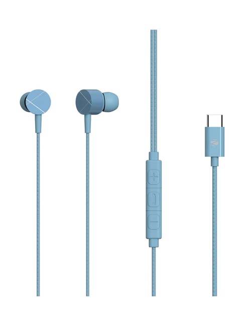 Zebronics Zeb-Buds C2 in Ear Type C Wired Earphones with Mic, Braided 1.2 Metre Cable (Blue)
