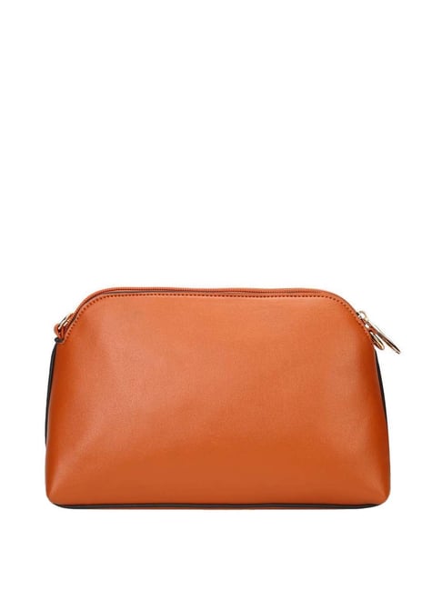 Small Crossbody Neon Orange Leather Bag - Eyes Pattern Printed – Min & Mon