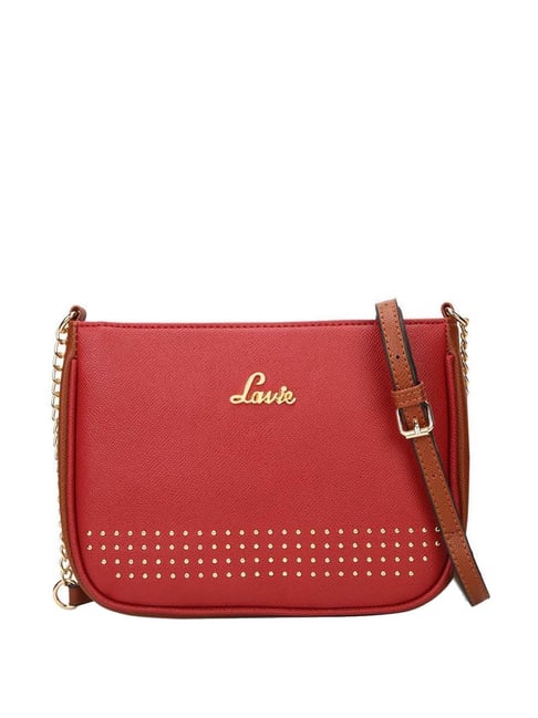 The Hollywood Studded Leather Crossbody Bag Red