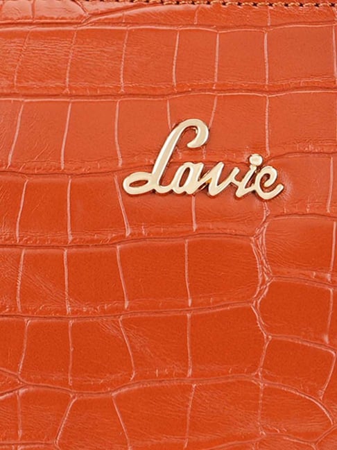 Buy Lavie Glossy Keg Orange Textured Small Sling Handbag Online At