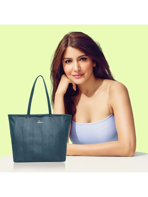 Buy Lavie Croc Nov Teal Textured Large Tote Handbag Online At Best