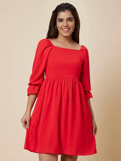Globus Red Fit & Flare Dress