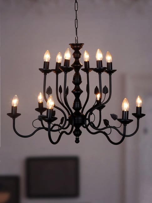 Fos Lighting Black Italian 2 Tier 23-Inch Steel Chandelier