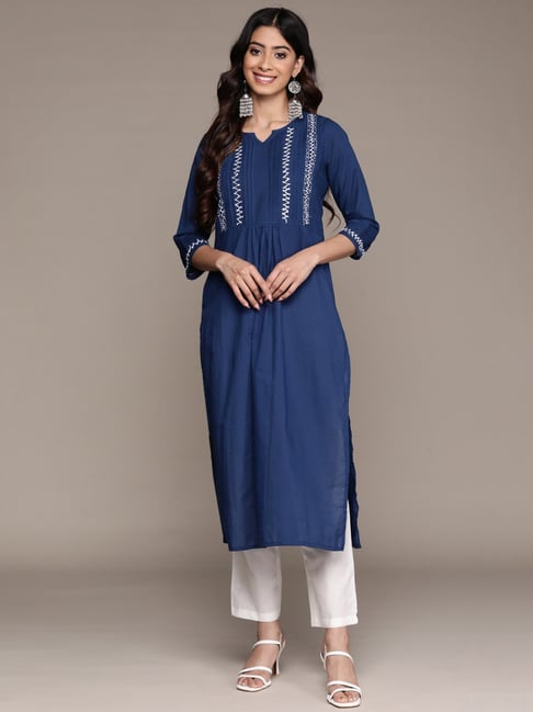 Buy Embroidered Kurta Pants Set with Organza Dupatta Online at Best Prices  in India - JioMart.