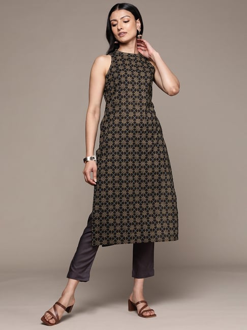Buy online Printed Boat Neck Sleeveless Cotton Kurti from Kurta Kurtis for  Women by Enakshi for ₹599 at 0% off | 2024 Limeroad.com