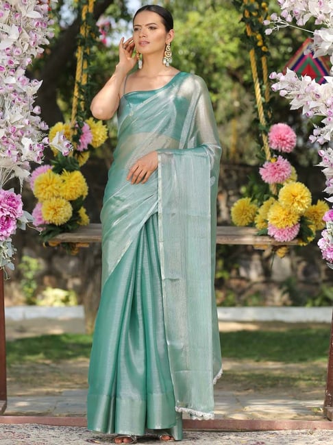 Swtantra Diamond Green Organza Saree