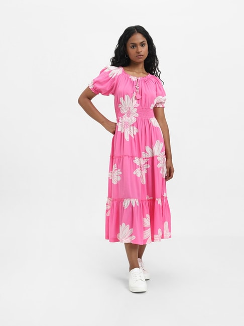 Buy Bombay Paisley Off-White Printed Tiered Dress from Westside