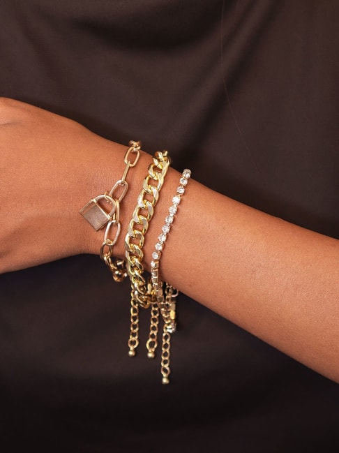 Buy Jewels Galaxy Set Of 3 Gold Plated Bracelets - Bracelet for Women  10521606 | Myntra