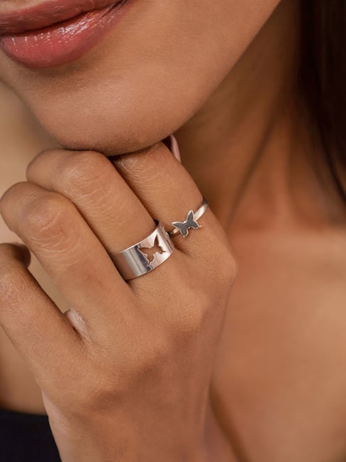 Buy Pipa Bella by Nykaa Fashion Set of 4 Classy Silver Plated Rings Combo  Online