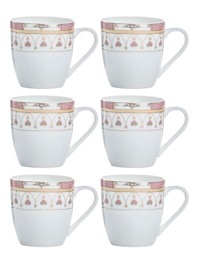 Buy SONAKI White & Pink Bone China Coffee Mug (0.17 L) - Set of 6 at Best  Price @ Tata CLiQ