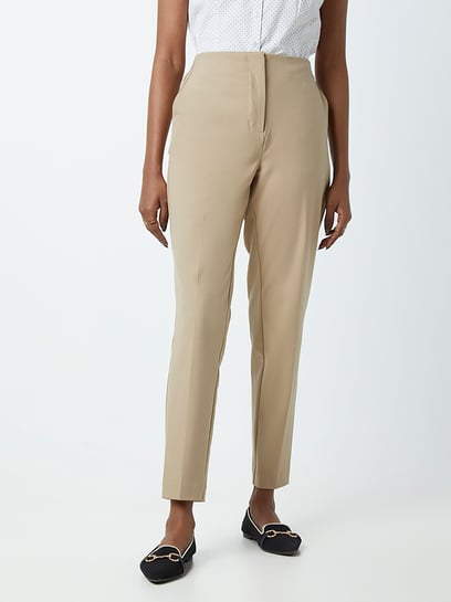 Buy Celio Solid Beige Linen Trousers at Amazon.in