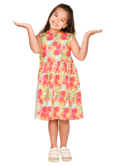 LilPicks Kids Multicolor Floral Print Dress