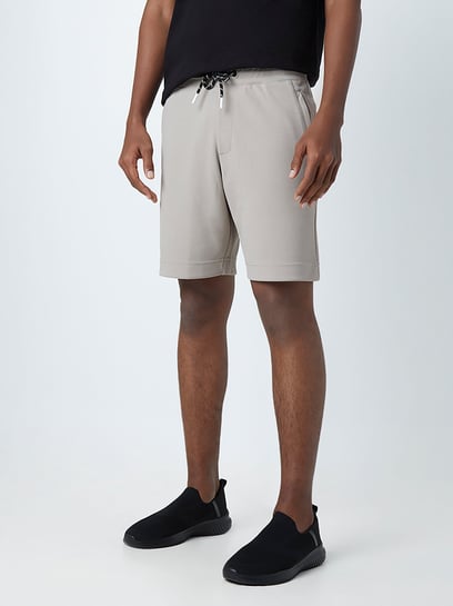 Studiofit by Westside Solid Grey Relaxed Fit Running Shorts