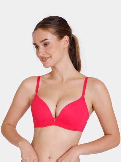 Buy Zivame Pink Solid Underwired Lightly Padded Push Up Bra