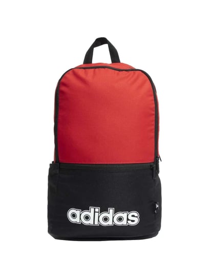 Adidas black shop and red backpack