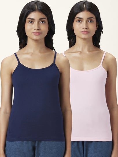 Dreamz by Pantaloons Pink & Navy Cotton Camisoles - Pack Of 2