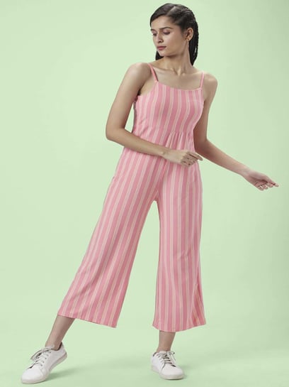 Discover 174+ pink striped jumpsuit super hot