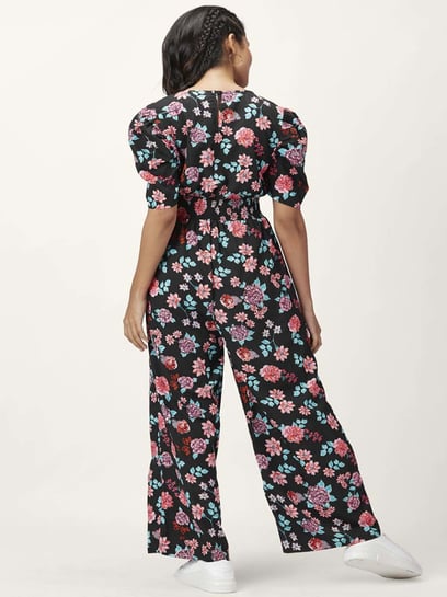 Oasis black cheap floral jumpsuit