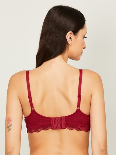 Ginger by Lifestyle Red Lace Pattern Bralette Bra