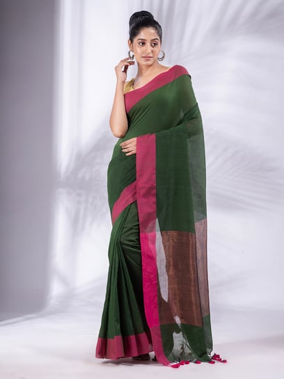 Indian Banarasi Saree for women with Dark Green With Maroon Combination in  Saree And Maroon Blouse | Silk sarees, Saree designs, Blouses for women