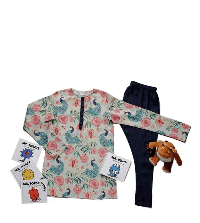 Buy PS Kids by Payal Singhal Khaki Printed Kurta with Navy Pyjamas Online @  Tata CLiQ Luxury