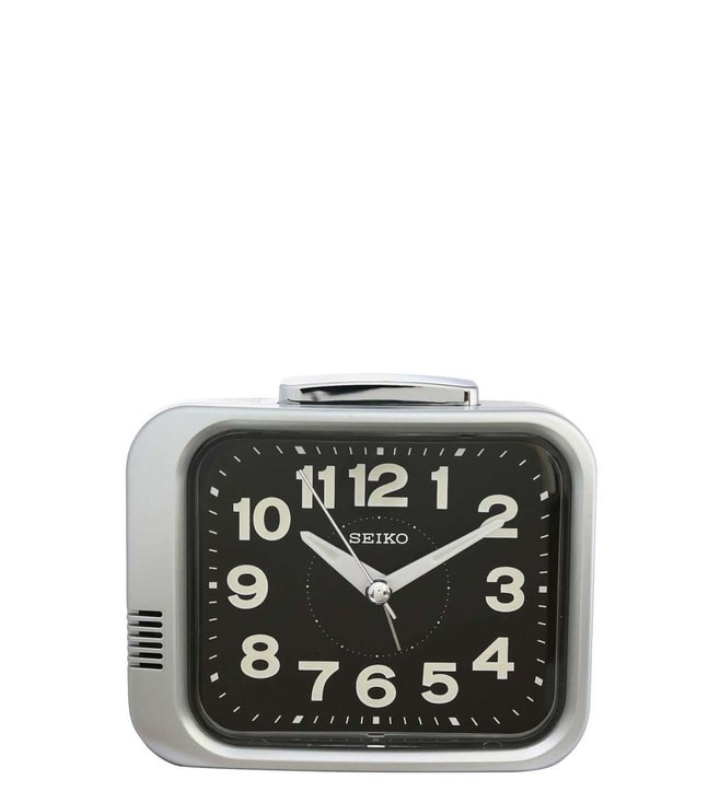 SEIKO Silver & Black Plastic Alarm Clock