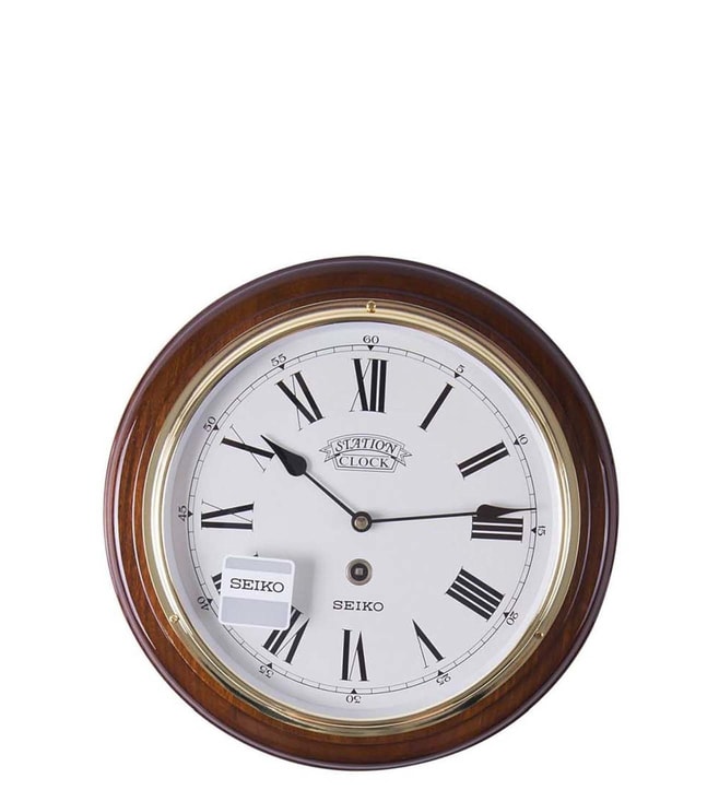 SEIKO Brown & White Brass Wall Clock