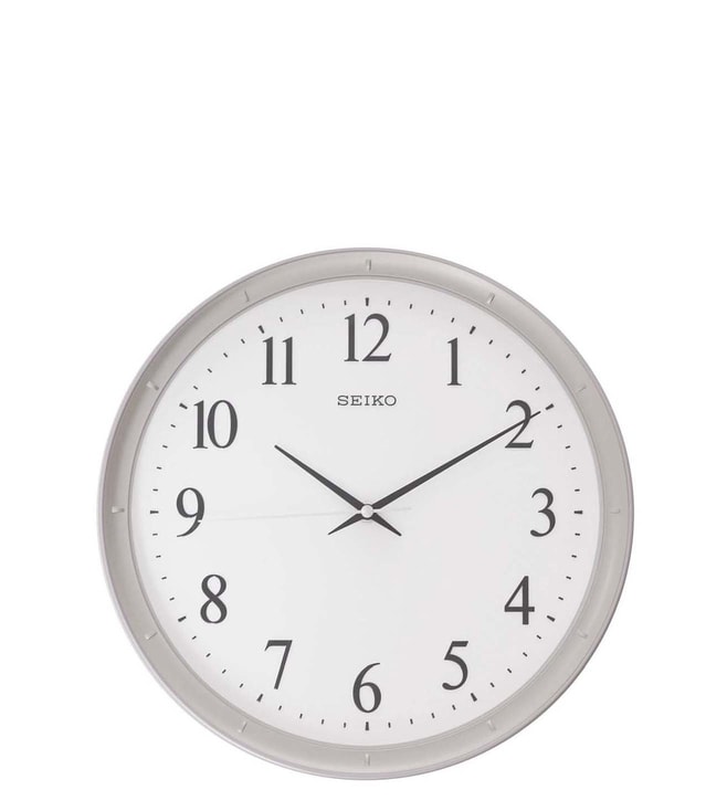 SEIKO Grey & White Plastic Classic Round Wall Clock