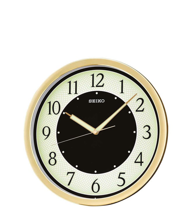 Buy SEIKO Gold Black Plastic Sweep Movement Wall Clock Online