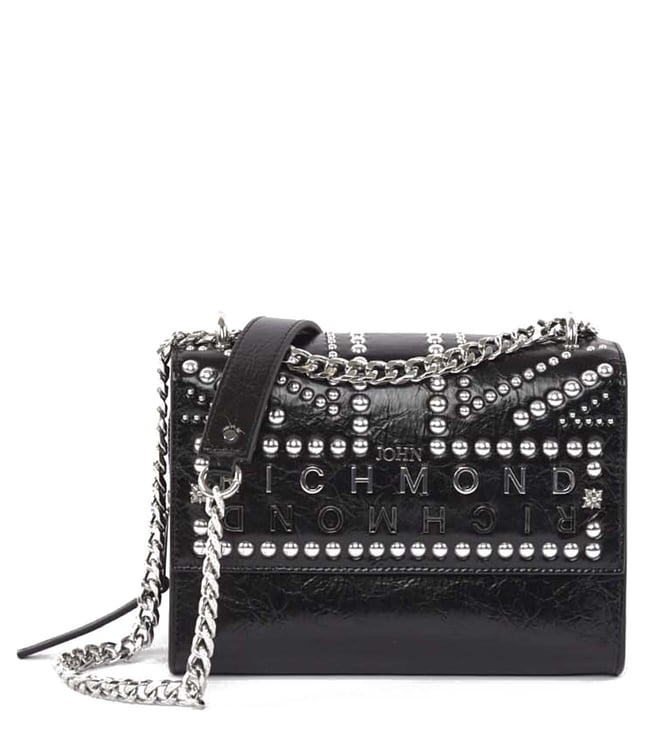 Buy John Richmond Black & Silver Logan Medium Shoulder Bag for Women ...