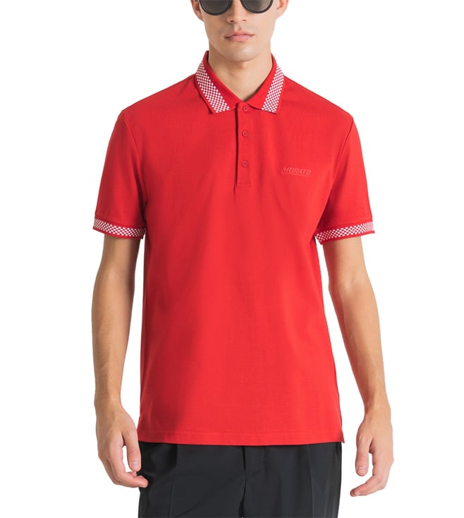 Buy Antony Morato Red Slim Fit Polo T Shirt for Men Online Tata