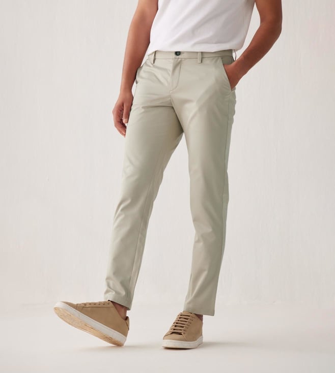 Buy LIFE Stone Solid Cotton Stretch Slim Fit Mens Trousers  Shoppers Stop