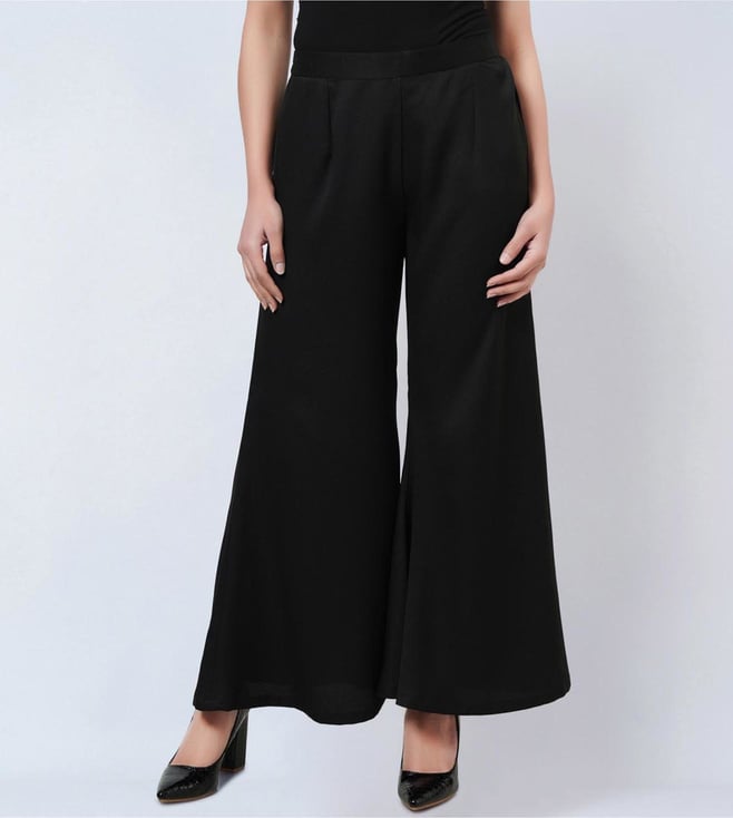 Buy First Resort By Ramola Bachchan Black Bell Bottom Pants for Women ...