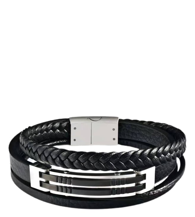 Santa Barbara Polo & Racquet Club Black Fall Winter Leather Bracelet