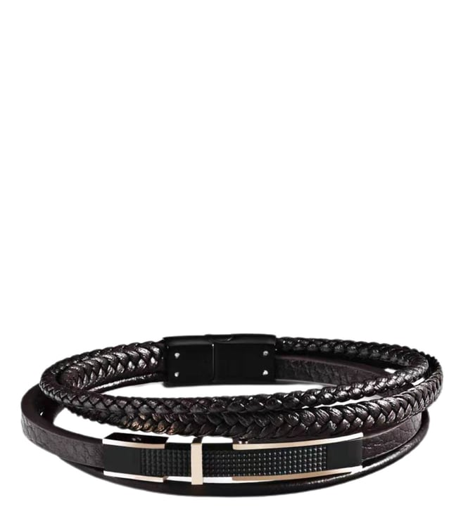 LOWNOUR Black Leather Bracelets for Men Women 5pcs India  Ubuy