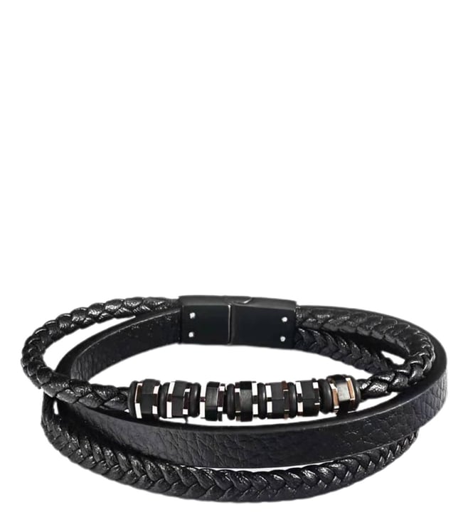 Santa Barbara Polo & Racquet Club Black Fall Winter Leather Bracelet