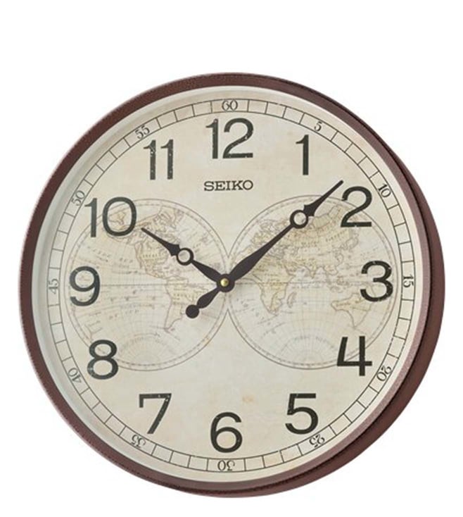 Seiko Brown Elegant Round Full Figure Medium Analog Wall Clock