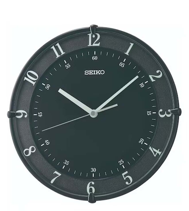 Seiko Black Elegant Round Full Figure Medium Analog Wall Clock