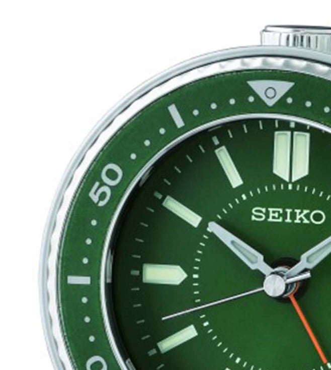 Seiko Silver Elegant Round Lumibrite Small Analog Table Top Alarm Clock With Sweep Movement