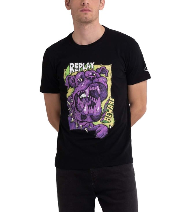 Replay Beware Of The Dog Black T-Shirt