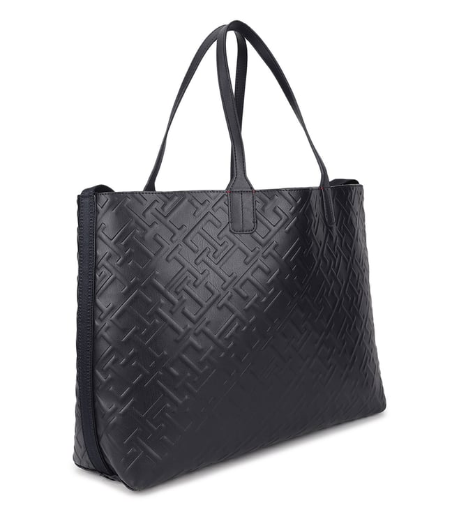 Tommy Hilfiger Space Blue Textured Iconic Medium Tote