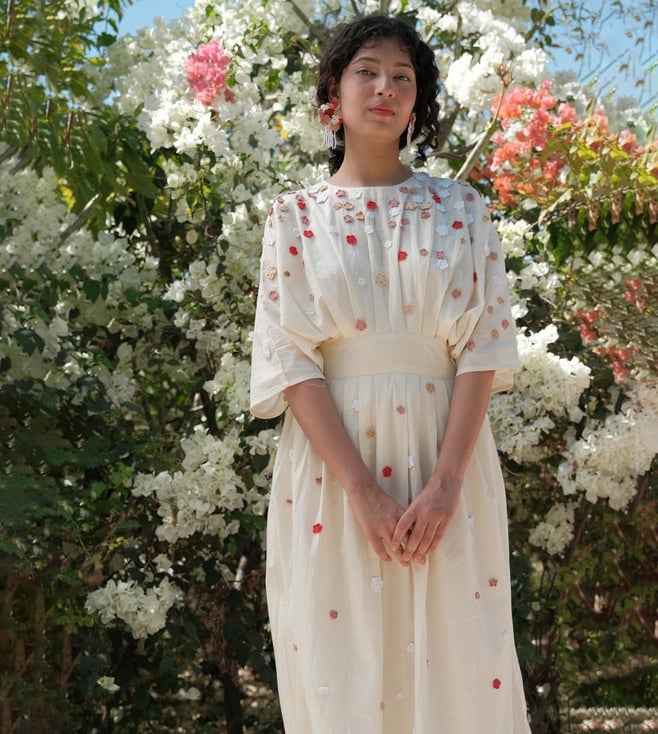Buy Ladybird Pure Cotton Crochet Work Dress for Women Online