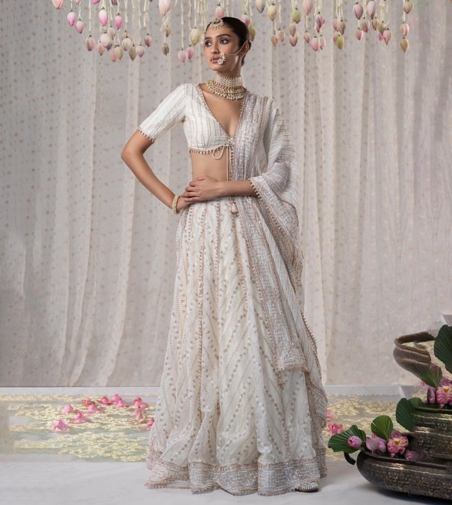 Black/White Designer Lehenga Choli With Gorgeous Dupatta - Palkhi Fashion  #Indian Clothing Online | White dress outfit, Women dresses classy, Long  blouse designs