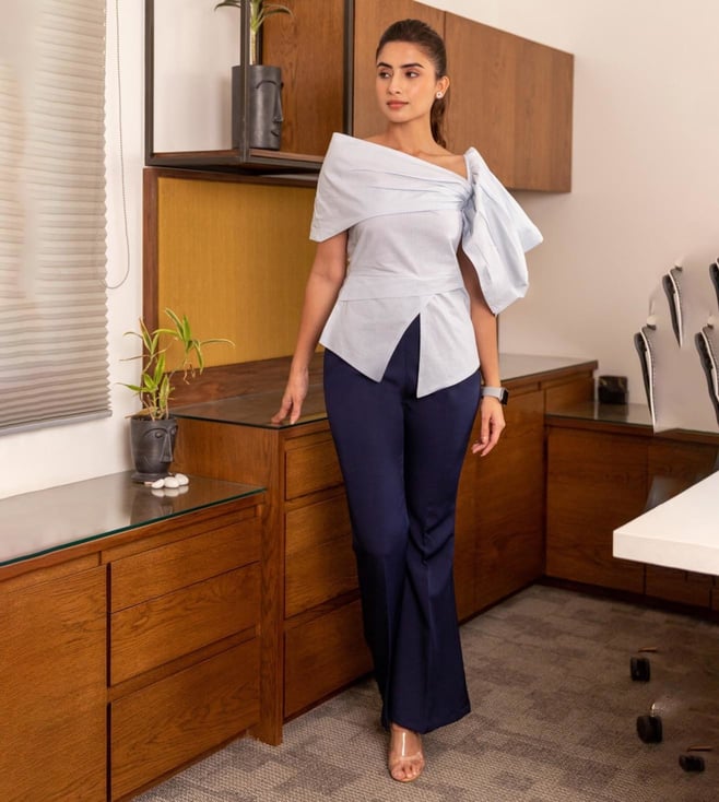 Buy SN by Shantnu Nikhil Blue Cotton Trousers Online  Aza Fashions