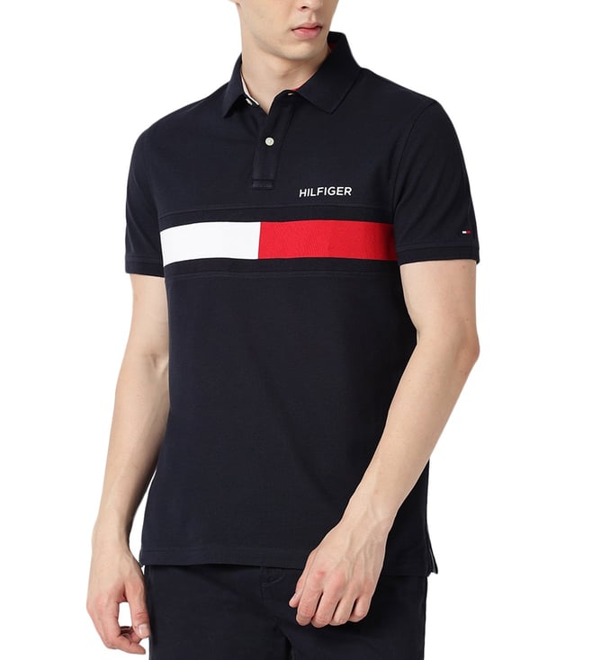 Buy Tommy Hilfiger Desert Sky Colour-Block Polo T-Shirt for Men