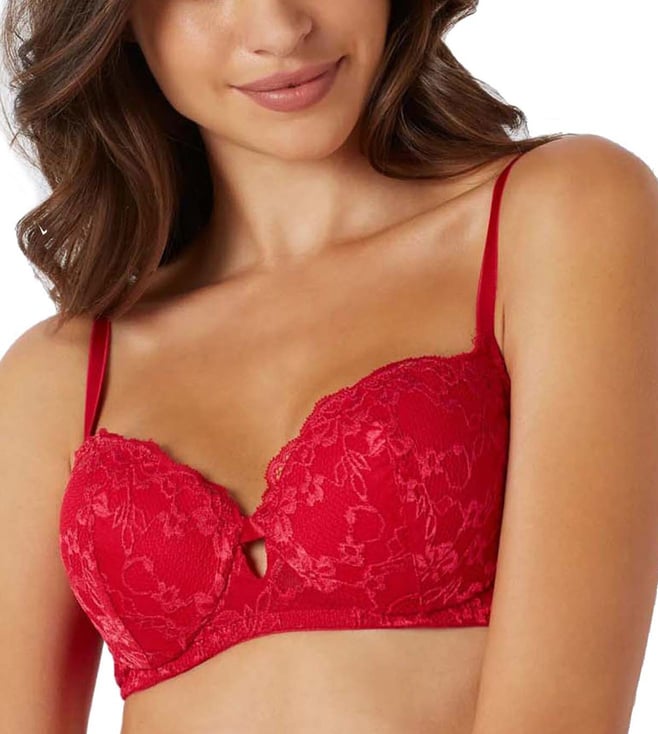 Buy YamamaY Red Primula Color Padded Balcony Bra for Women Online @ Tata  CLiQ Luxury