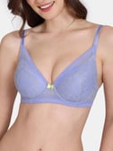 Zivame Light Blue Lace Half Coverage T-Shirt Bra