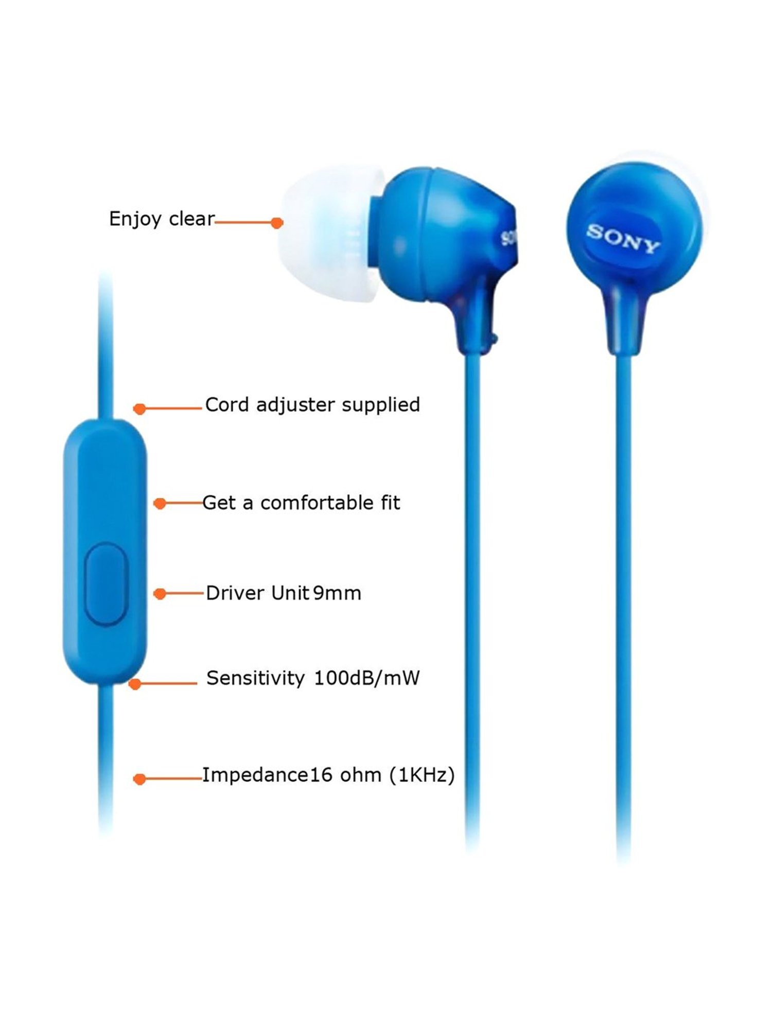 Buy Sony MDR EX15AP L In Ear Earphone Blue online at TATACLiQ